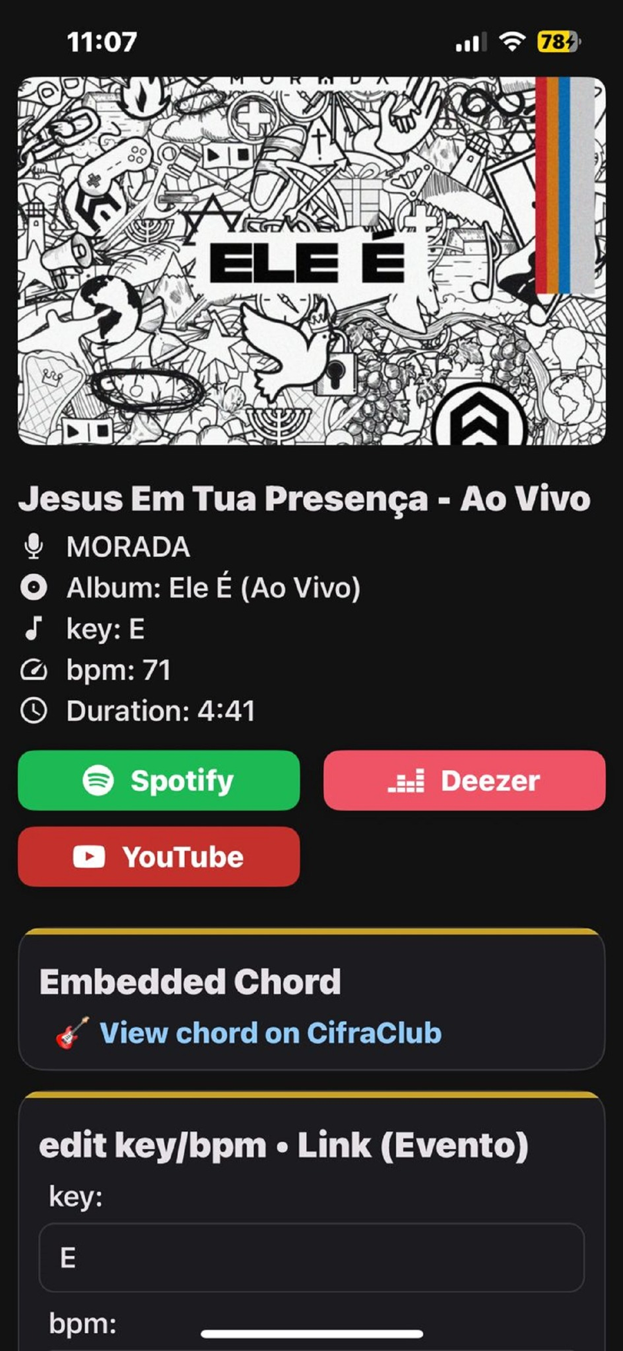 Tela inicial do WorshipHub